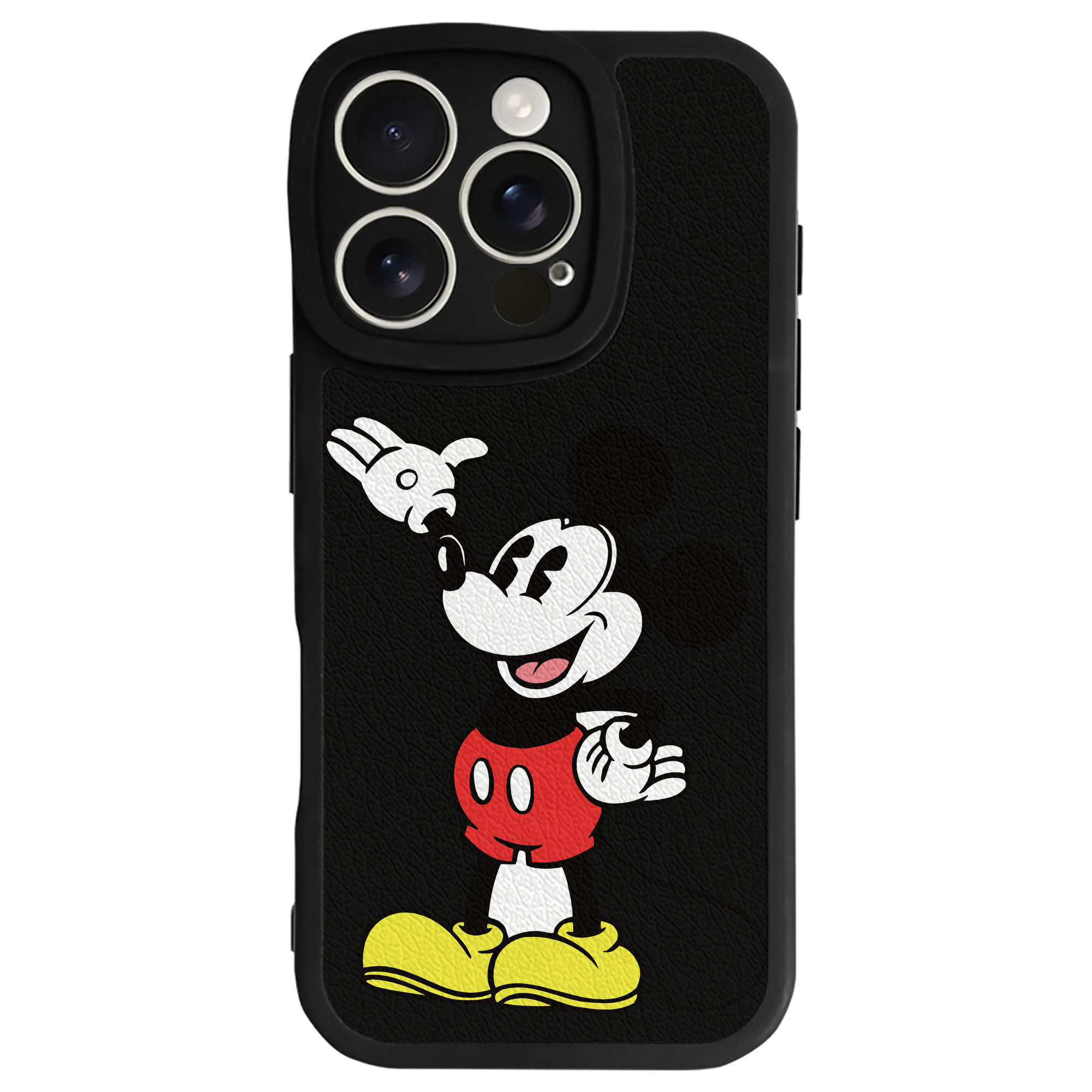 （画像用） ミッキーマウス Mickey Mouse 【iPhone 16シリーズ対応】シリコンスマホケース（レザー調） 材質：シリコン
